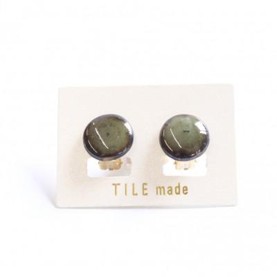 ふるさと納税 瑞浪市 【美濃焼】苔むらタイルイヤリング(直径15mm)