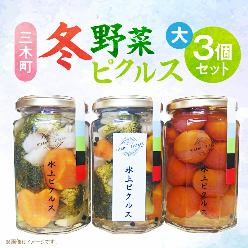 【ふるさと納税】新鮮！三木町冬野菜ピクルス 大(290g)3個セット ピクルス 野菜 冬野菜 果物 フルーツ 漬物 お漬物 和風 洋風 デザート 酢たれ たれ ドレッシング 旬 季節 旬の野菜 季節の野菜 旬の果物 季節の果物 おかず おすすめ 人気 香川県 三木町 送料無料