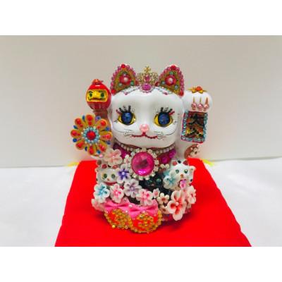 ふるさと納税 中間市 金運親子招福ジュエリー招き猫ゴージャス(S)赤座布団付き