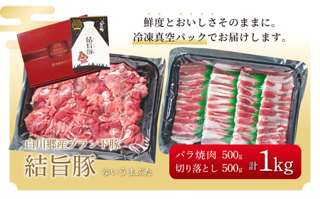 結旨豚 バラ焼肉 500g 切り落とし 500g 計1kg 冷凍真空パック | 肉 お肉 豚肉 国産 食べ比べ セット 白川郷 岐阜県 白川村 ブランド豚 人気 おすすめ ギフト 10000円 飛騨高