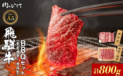【12月16日入金分まで年内発送】 【最短発送】 飛騨牛 BBQセット（カルビ・モモカタ） 800g A5 A4 国産 牛 冷凍 和牛 牛肉 カルビ もも モモ カタ 肩 かた 豪華 ギフト 贈答 に