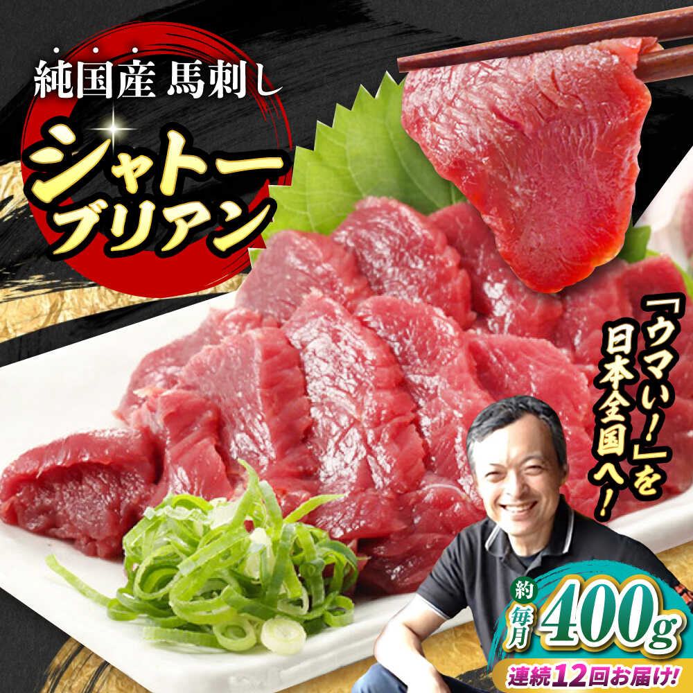 【ふるさと納税】【全12回定期便】『純国産』熊本の味 赤身 馬刺し シャトーブリアン 計約400g（約200g×2パック）チルド 冷蔵 ブロック【有限会社 九州食肉産業】[AYCN067] 馬刺 馬肉 馬 うま ウマ 国産 低カロリー 冷凍 醤油 ギフト 贈答用 食品 熊本県 合志市
