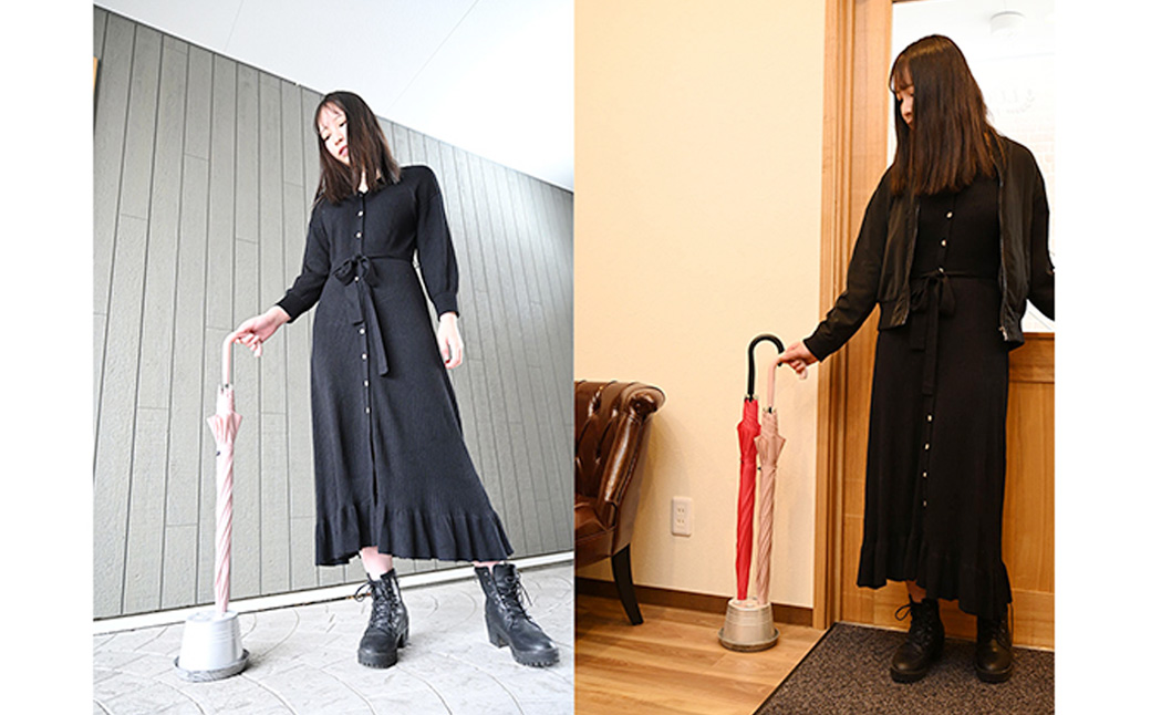 【受皿：グレー】 コンパクト 傘立て （ロゴ無し） アルミ 高級感 コンパクト 傘立て シンプル 鋳造 雑貨 日用品 静岡県 菊川市