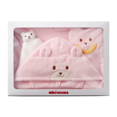 (今治タオル) ミキハウス　無撚糸バスポンチョセット　ピンク　BOX付き【I001710P】【1511214】