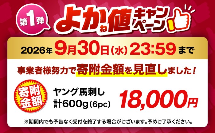 馬刺し ヤング 馬刺し 馬肉 桜肉 馬 肉 便利 小分け 6パック タレ付き 歯ごたえ 冷凍 刺身 九州 熊本県 送料無料 