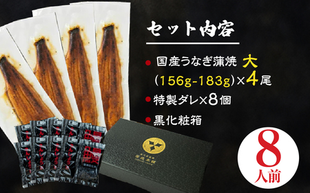 国産うなぎ蒲焼 大4尾 うなぎ
