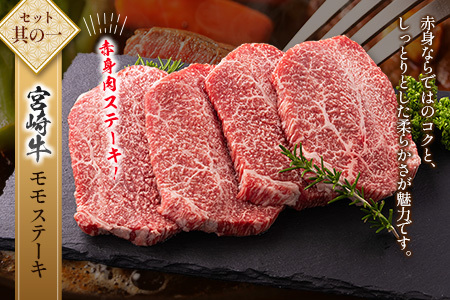 宮崎牛×県産豚 ステーキ食べ比べ セット合計2.4kg【D155】