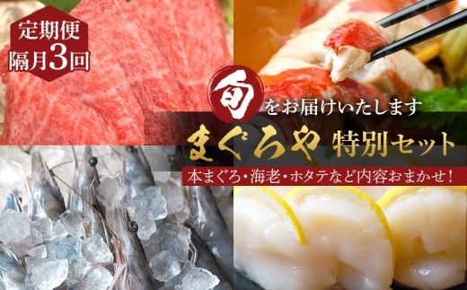 
                  【定期便隔月3回】まぐろや　特別セット【 惣菜 まぐろ 鮪 本鮪 サーモン 海老 お刺身 海鮮 セット 福袋 キンメ きんめ お取り寄せ 御中元 お中元 お歳暮 父の日 母の日 贈り物 日本酒 焼酎】【 神奈川県 小田原市 】
                