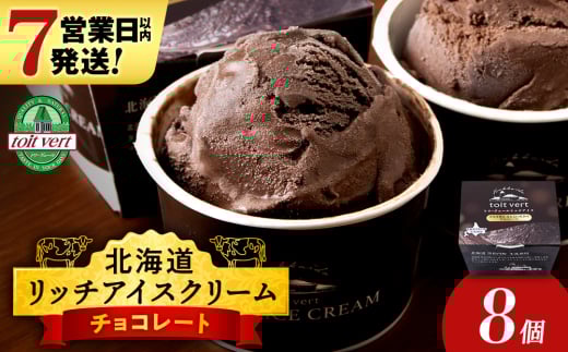 リッチアイスクリーム カカオ香るほどよい甘さのチョコレート 8個セット（100ml）アイス スイーツ おやつ 冷凍 食べ比べ