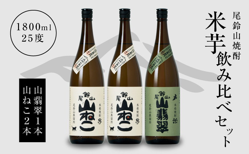 
                  焼酎尾鈴山一升瓶(山翡翠1本・山ねこ2本)  K09_0004_1
                