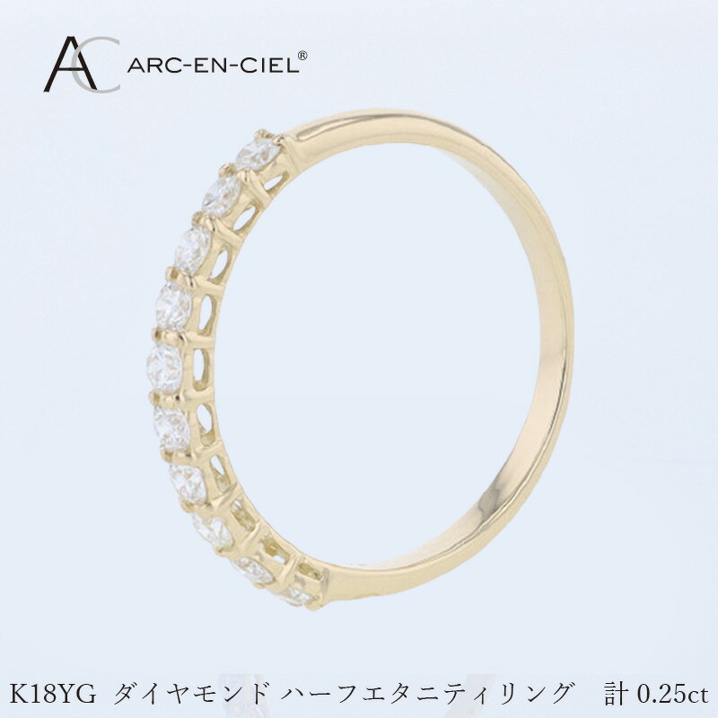 【ふるさと納税】アルカンシェル YG ダイヤピンキーリング 計 0.25ct イエローゴールド 指輪 2号 3号 4号 5号 6号 7号 8号 9号 ハーフエタニティ ピンキーリング ダイヤ ダイヤモンド 天然ダイヤモンド 金 18金 K18 ジュエリー アクセサリー 宝石 大阪府 泉佐野市 送料無料