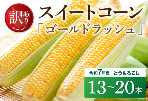 【訳あり】令和7年発送　宮崎県産とうもろこし　スイートコーン「ゴールドラッシュ」13～20本【とうもろこし スイートコーン】[D09104]