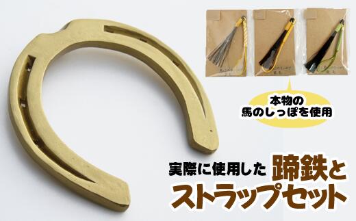 【ふるさと納税】 おすすめ 蹄鉄 ( 鉄製 ゴールド ) × 馬のしっぽの毛 ストラップ (芦毛) 馬蹄 馬 しっぽ 尾 本物 蹄 アクセサリー インテリア 日用品 置物 雑貨 幸運 厄除 お守り ラッキーアイテム 開運 うま ウマ グッズ 岩手県 滝沢市 送料無料 馬っこパーク・いわて