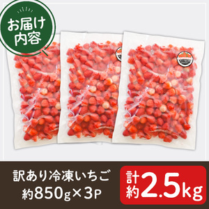 No.362 ＜訳あり・小粒＞ころころサイズの冷凍いちご(計約2.55kg・850g×3袋) 訳あり 訳アリ いちご イチゴ 苺 冷凍 果物 フルーツ 国産 九州産 鹿児島県産 減農薬 アイス 不揃い