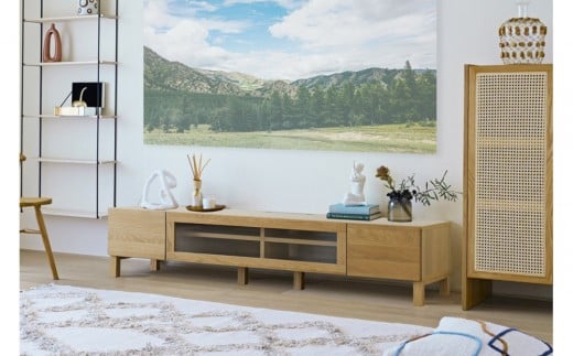 【開梱設置】高野木工 LECCE レッチェ 180TVボード オーク (透明ガラス) 【10年保証】