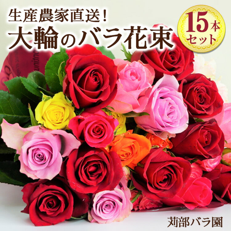 【ふるさと納税】生産農家直送！大輪のバラ花束15本セット ※沖縄・離島への配送不可| 15本 フラワー 生花 ばら バラ 薔薇 ローズ 花束 ギフト 記念日 誕生日 結婚記念日 結婚 送別 歓迎 イベント 発表会 卒業式 お祝い 高評価 贈答 贈り物 プレゼント 苅部バラ園 _AL03