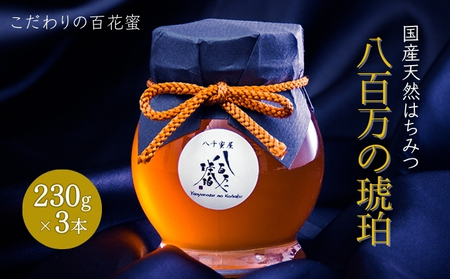 はちみつ 八百万の琥珀 国産天然 百花蜜 はちみつ【計690g(230g×3本)】