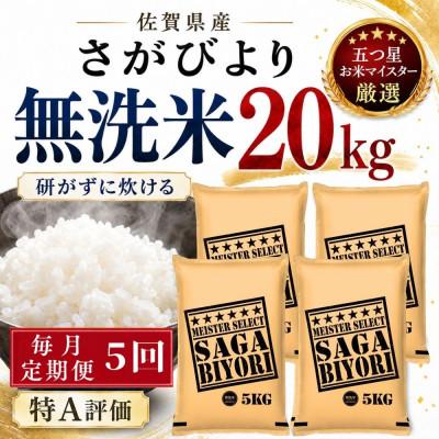 ふるさと納税 多久市 【毎月定期便】【無洗米】さがびより20kg(5kg×4袋)(多久市)全5回