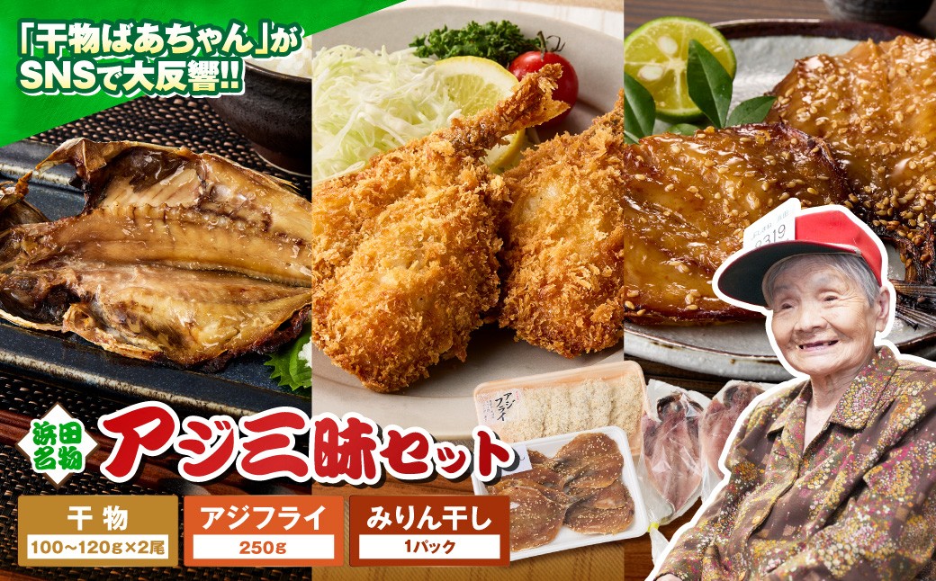 
                  【アジ好き必見！】浜田名物アジ三昧セット（干物・みりん干し・アジフライ） 魚 魚介類 海鮮 アジ セット 【025_0438】
                