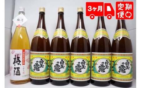 【３ヶ月定期便】白玉醸造 《白玉の露・梅酒》焼酎6本セット（１升瓶）TK150-3
