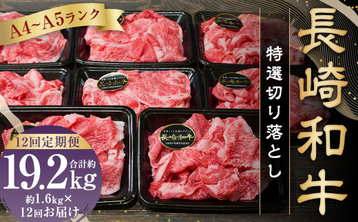 【全12回定期便】【A4～A5ランク】長崎和牛 特選 切り落とし 約1.6kg（200g×8パック） 牛肉 肉 お肉