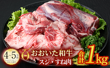 おおいた和牛 スジ肉 すね肉 (合計1㎏) 牛スジ 牛すね カレー シチュー 煮込み 小分け 冷凍 国産 4等級 和牛 牛肉 大分県 佐伯市【DP53】【 (株)まるひで】