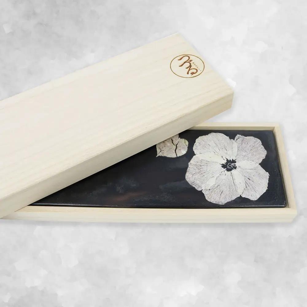 【つづるガラスアート】ゆうなの花　長平皿－SUMI－　1枚