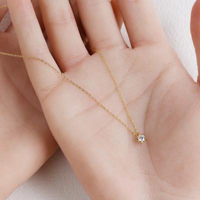 ふるさと納税 大津市 K18 金【0.2ct ラボダイヤモンドネックレス】4本爪カップ 輝き続ける美しさ 一粒ペンダント |  | 02