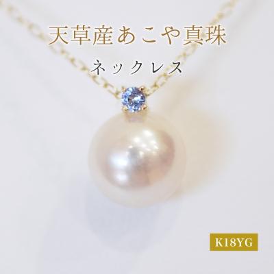 ふるさと納税 天草市 真珠 ネックレス 8-8.5mm ホワイトピンク 12月 タンザナイト K18YG_S101-535