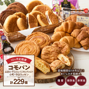 【10ヶ月定期便】【賞味期限60日間】コモパン ふるさと・デニッシュ・こまきふるさとミニセレクション・小町・クロワッサン／災害用 備蓄 保存食 非常食 防災 ロングライフパン 買い置き 朝食 おやつ  [014K12-T]