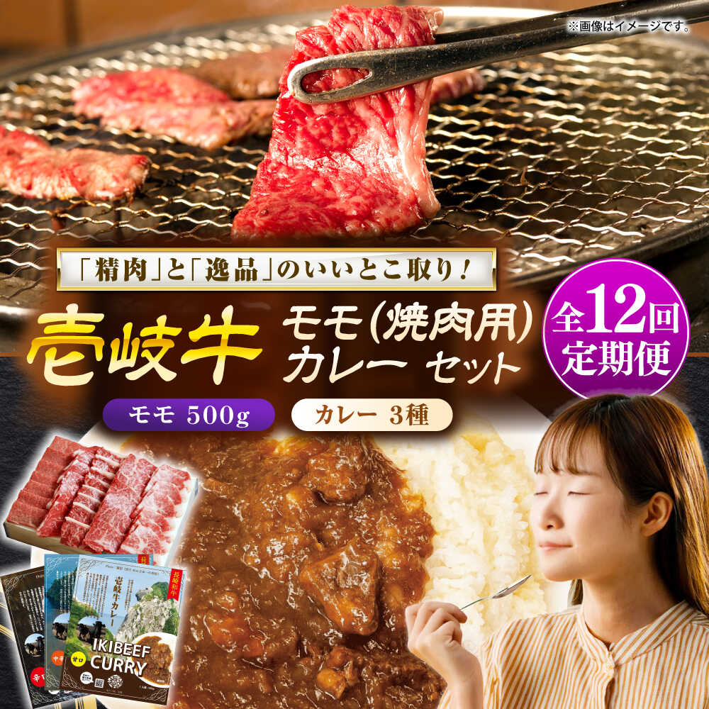 【ふるさと納税】【全12回定期便】壱岐牛モモ＆壱岐牛カレー3種セット《壱岐市》【壱岐フードファクトリー】[JDW130] カレー レトルト パウチ モモ 焼き肉 肉 牛肉 国産 和牛 壱岐牛 定期便 ぐるナイ ゴチになります 壱岐牛