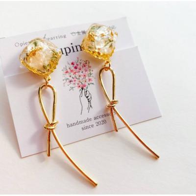 ふるさと納税 小山市 アレルギー対応ピアス「かすみ草のリボン」