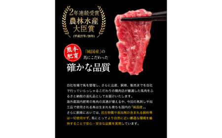 純国産馬肉8種セット 計2200g 熊本肥育 2年連続農林水産大臣賞受賞 送料無料 馬刺し 馬肉 馬スジ ホルモン 燻製 霜降り ハンバーグ 熊本県山江村《60日以内に出荷予定(土日祝除く)》