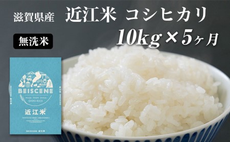 【定期便】令和5年産　滋賀県豊郷町産　近江米 コシヒカリ　無洗米　10kg×5ヶ月