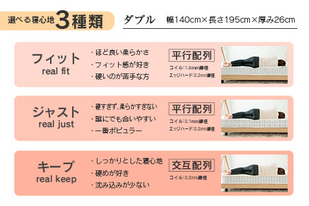 マットレス ダブル 咲夜レアル 源ベッド ポケットコイル 6.7インチ 選べる3種の寝心地 圧縮梱包 両面仕様_CH041_Rdb