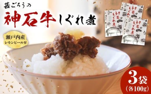 牛 神石しぐれ煮 100g×3袋 牛肉 ブランド牛 A4 加工品 牛しぐれ グルメ お取り寄せ 惣菜 ご飯のお供 佃煮 しぐれ煮 和食 おかず 贅沢  国産 ビーフ 神石牛 自家製 レモンピール ご褒美 ギフト 贈答 贈り物 お土産 特産品 美味しい おいしい 神龍味噌 味噌 老舗 伝統の味 地元 おつまみ お弁当 時短 丼ぶり 冷凍 加工食品 広島県福山市/甚ごろう [BAEC035]
