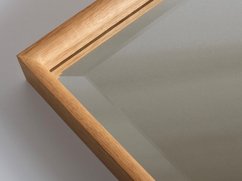 壁かけミラー A4サイズ ミラー 鏡 w220mm×h300mm×d30mm チョコ面加工 紐付き ナラ 樹種 縦長 横長 インテリア DIY おしゃれ HOFF&Co. お取り寄せ 愛知県 小牧市 