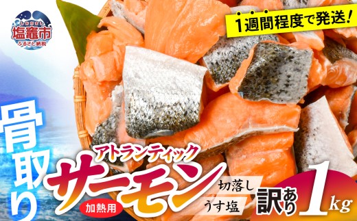 【訳あり】 鮭 無添加 銀鮭 1kg 骨取り 切り落とし 不揃い 規格外 アトランティックサーモン 冷凍 うす塩 塩釜水産食品 宮城県 塩竈市 魚介
