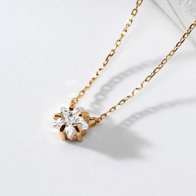 ふるさと納税 大津市 【10金イエローゴールド スタークォーツネックレス】スターカット ホワイト水晶 透明感あふれるアクセ