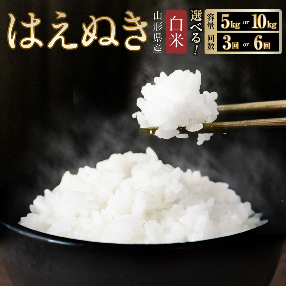 【ふるさと納税】＼レビューキャンペーン実施中／ ＜選べる定期便＞【令和7年産新米】〈白米〉 はえぬき 1回あたり5kg 1ヶ月毎 3回 6回 計15kg 計30kg ／ 1回あたり10kg 1ヶ月毎 3回 6回 計30kg 計60kg 山形県産 新米 お米 【2025年11月上旬発送開始予定】 送料無料