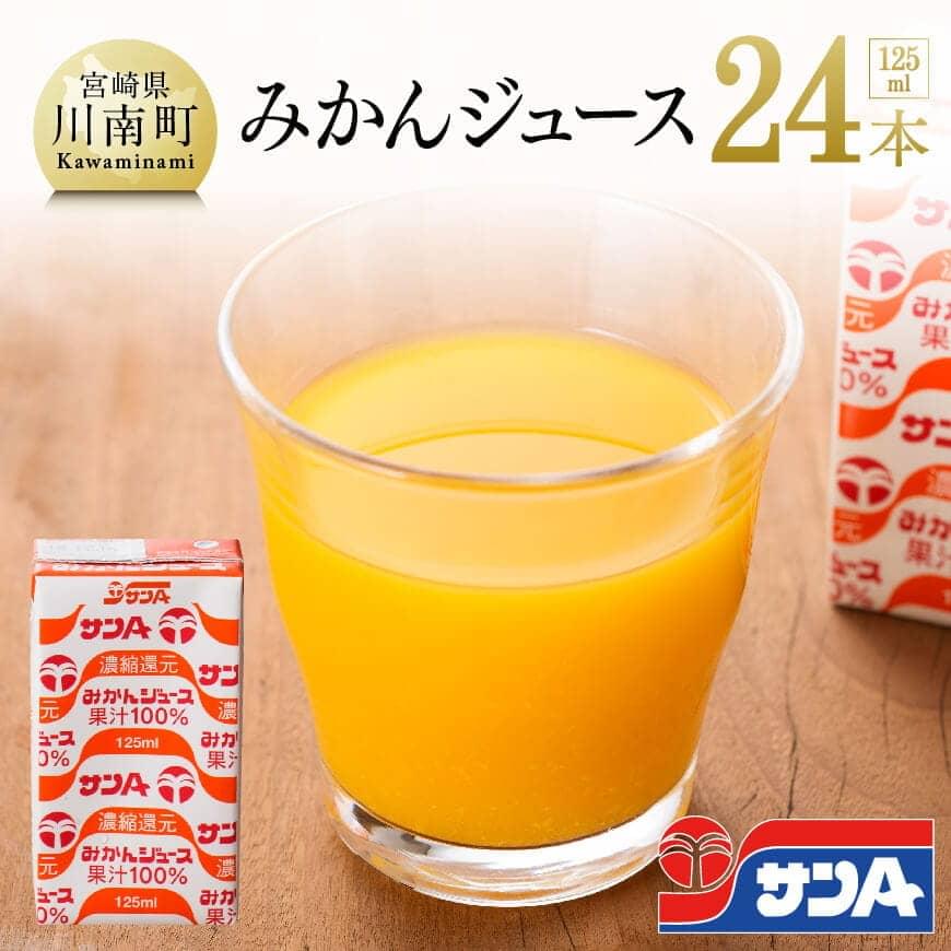 サンA みかんジュース100% 125ml 紙パック24本入り　オレンジ ジュース 飲料類 みかん[C03041]