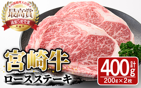 宮崎牛ロースステーキ(400g・200g×2枚)A4 A5 牛肉 精肉 肉 ブランド和牛 焼肉 お取り寄せ 国産 宮崎県【SJ002】【日本ハムマーケティング株式会社】