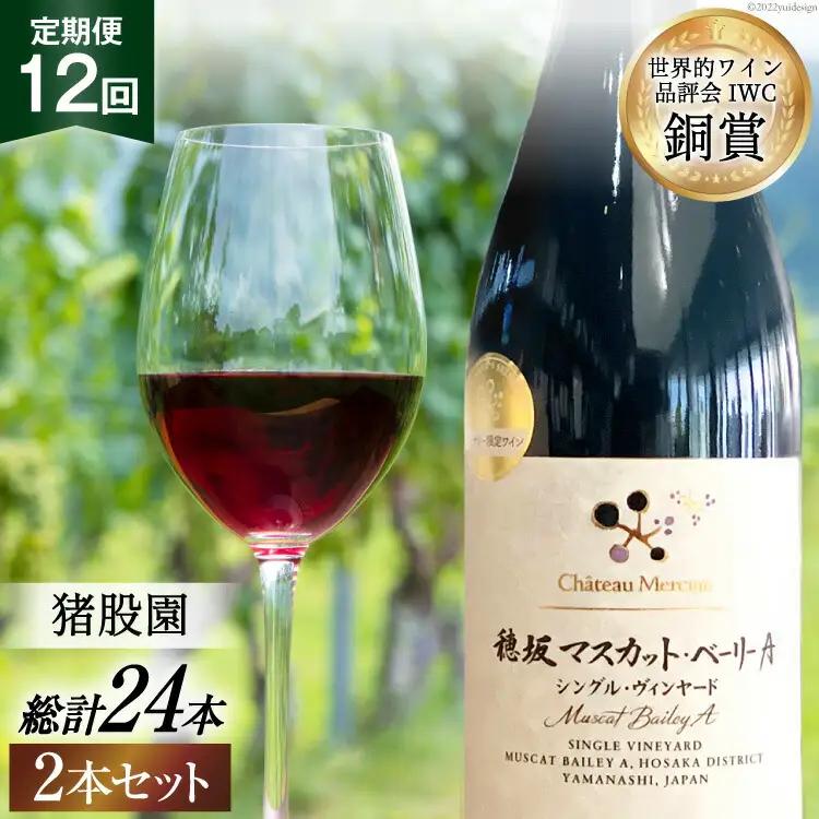 【定期便12回】 赤ワイン 穂坂マスカット・ベーリーA シングル・ヴィンヤード 栽培責任者 猪股宣夫 750ml 2本 アルコール度 12%