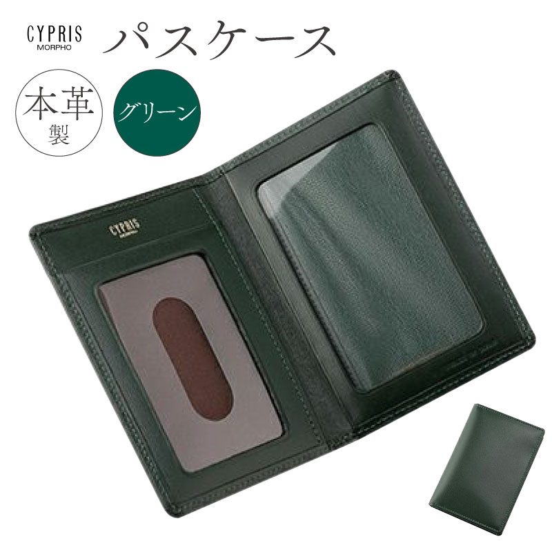 キプリス本革製パスケース　カラー：グリーン【kt026-001-3】