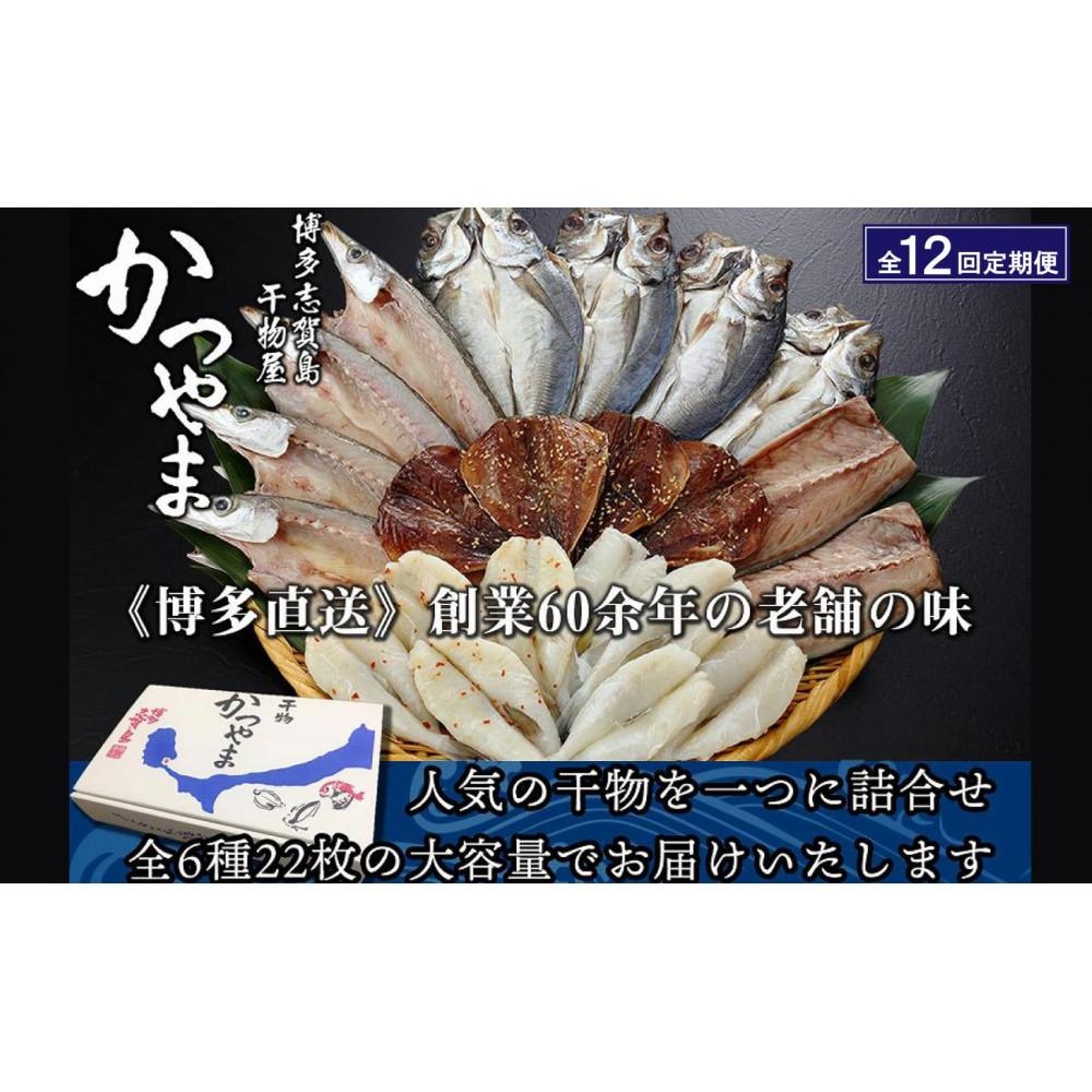 
                  【全12回定期便】昔ながらの製法で作った干物詰合せ 全6種22枚×12回 魚 お魚 さかな 食品 人気 おすすめ 送料無料
                