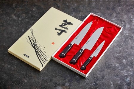 H120-06 Misono モリブデン鋼 3本セット （三徳包丁・牛刀包丁・ペティナイフ）