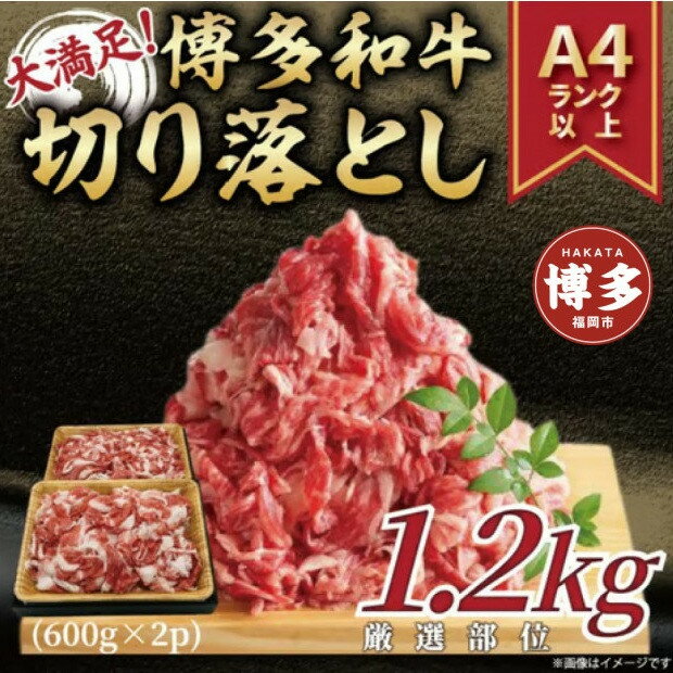 【ふるさと納税】【訳あり】博多和牛 切り落とし A4～A5 1.2kg（600g×2p） | ふるさと納税 肉 牛肉 切り落とし 肩 バラ 牛 お肉 九州産 黒毛和牛 ふるさと納税 牛肉 赤身 すき焼き 焼き肉 焼肉 人気 A5ランク 贈り物 プレゼント ギフト 冷凍 小分け 福岡市 福岡 送料無料