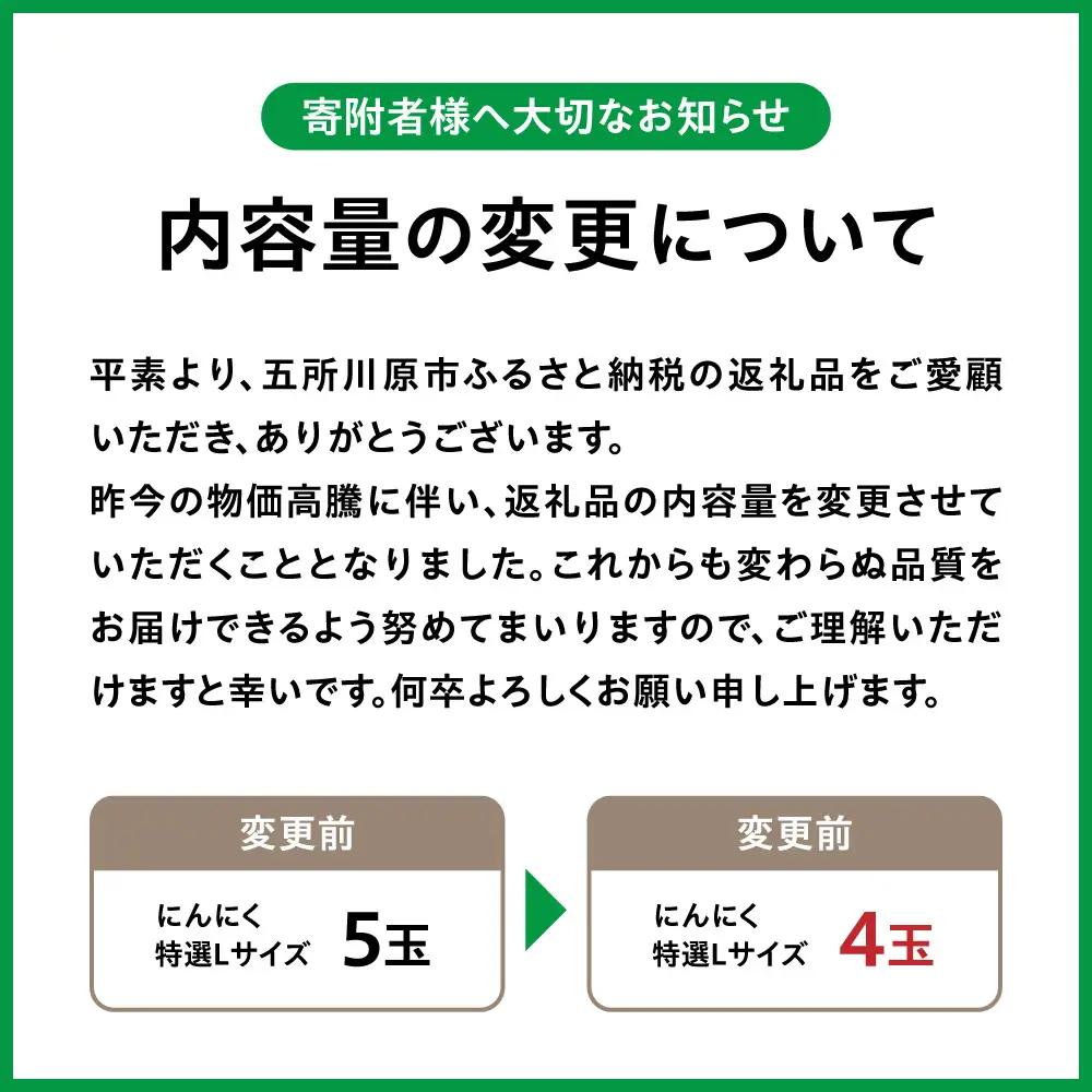【8月上旬より順次発送】 青森県産にんにく 【特選】Lサイズ 4玉 ホワイト六片 にんにく