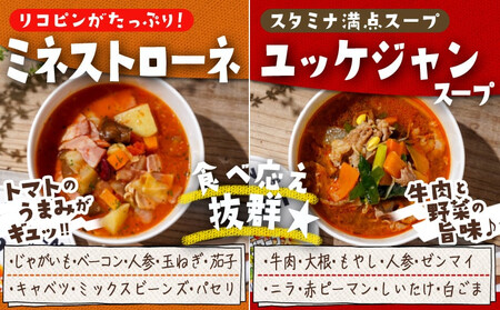 【敬老の日】レンジで温めるだけ!ゴロゴロ野菜スープギフトセット≪9月11日～15日お届け≫_MJ-F705-KG_(都城市) スープカレー ゆず塩鶏団子スープ ミネストローネ ユッケジャンスープ アイ