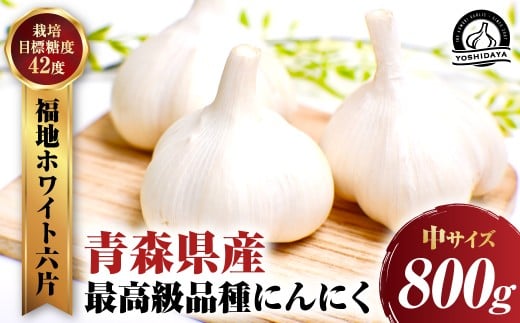 【2025年産】にんにくのよしだ家 青森県産 にんにく 中サイズ 800g 福地ホワイト種 にんにく 青森県 にんにく 三戸町 H2912